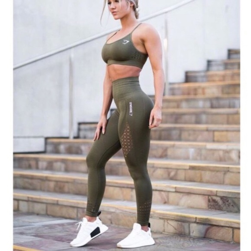 Gymshark khaki energy seamless set